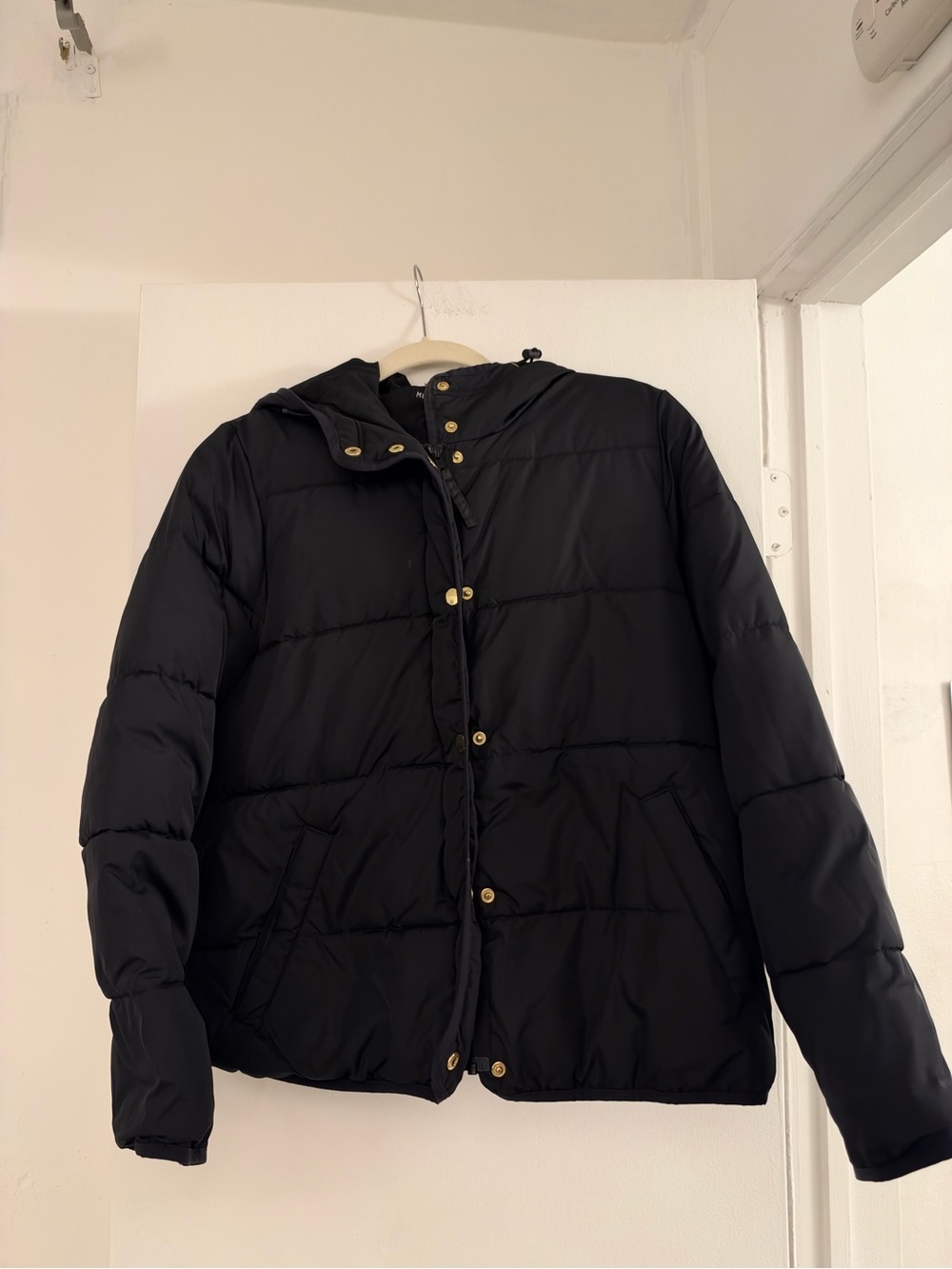 J. Crew Women’s Black Puffer Jacket with Hood - Size M